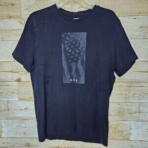 Express Mens L Patriotic Flag T-Shirt Cotton USA American New York Black Tee